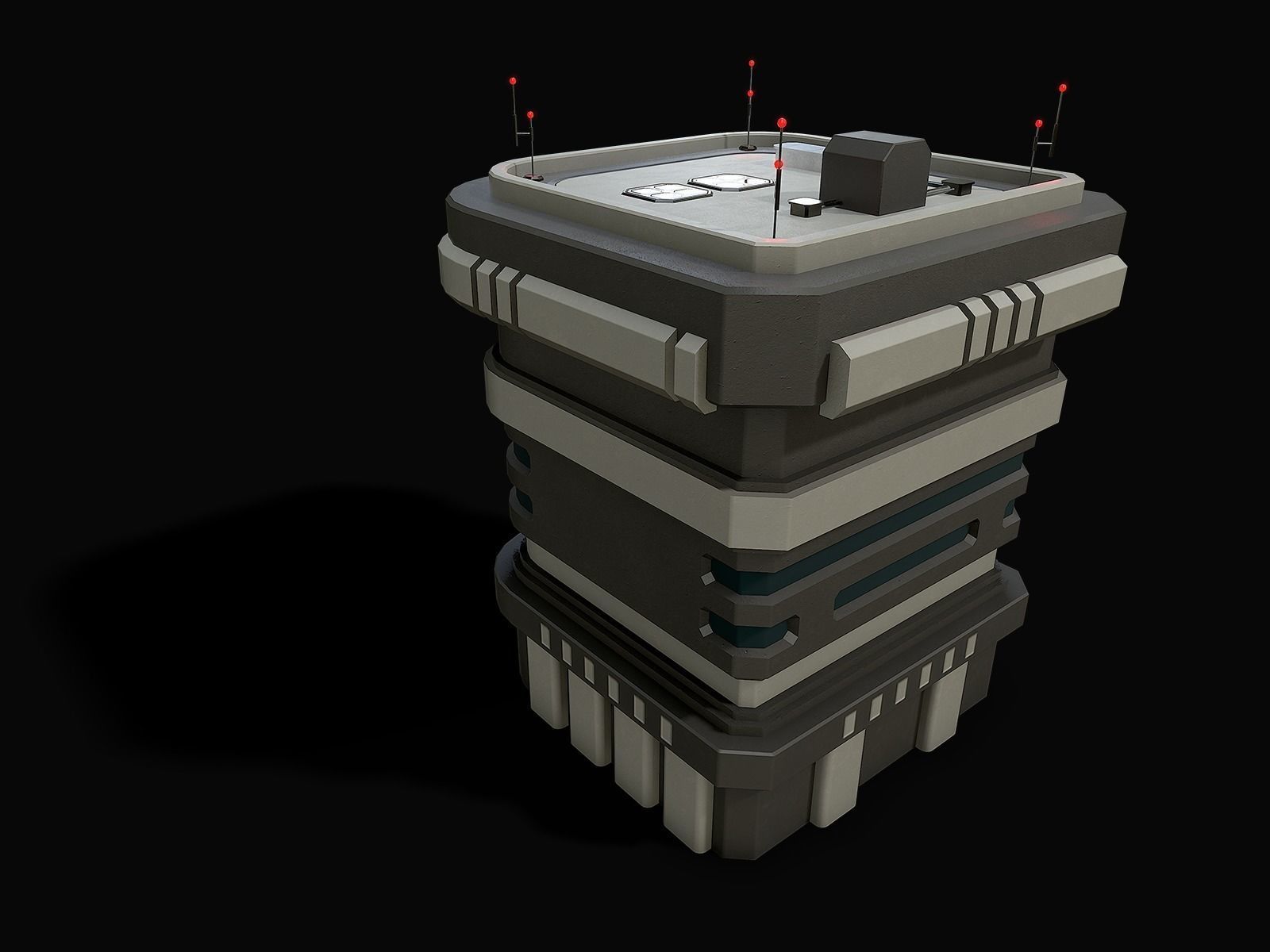 Lowpoly Modular Scifi Building 02 Low-poly 3D model_5