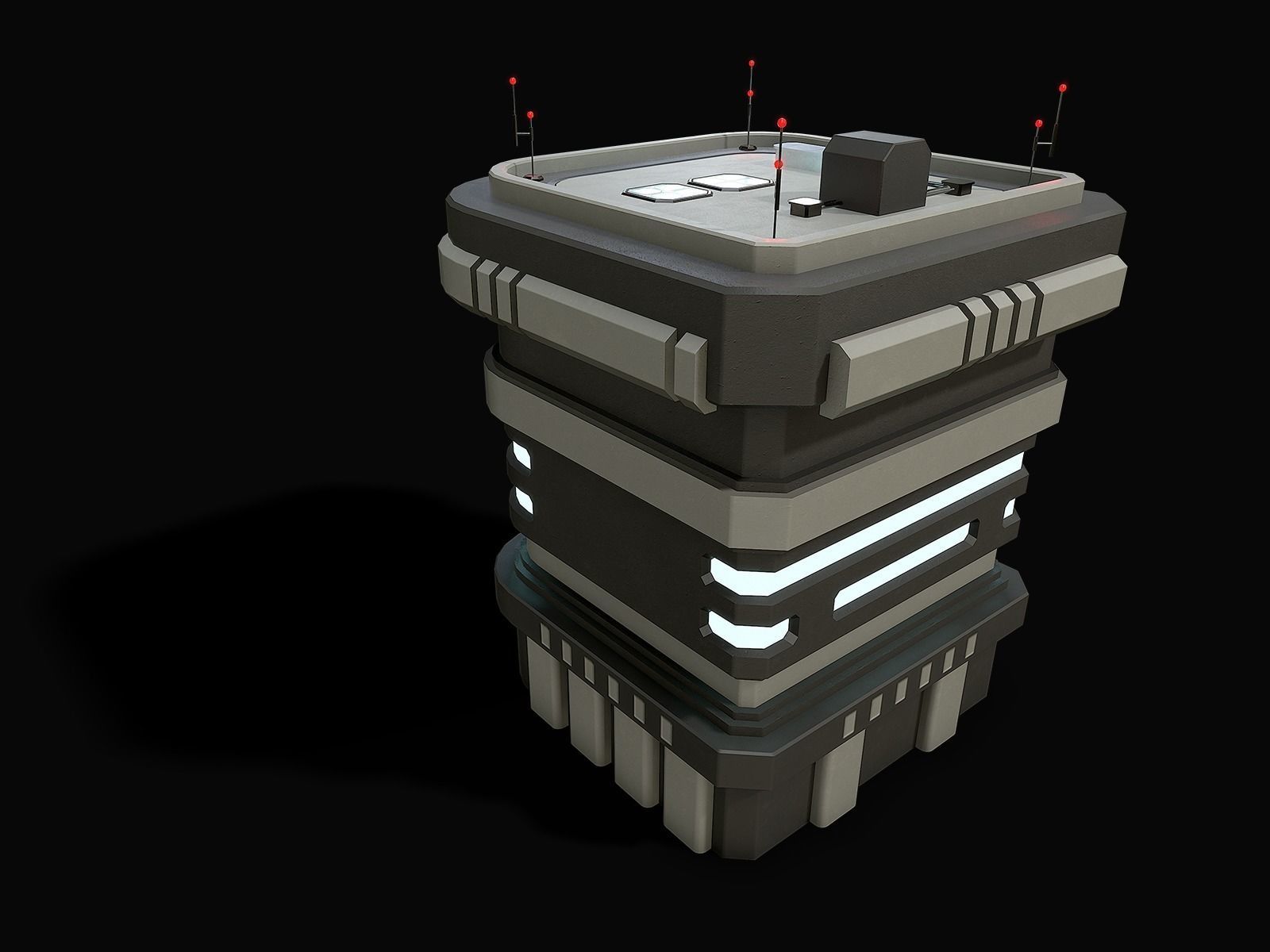 Lowpoly Modular Scifi Building 02 Low-poly 3D model_6