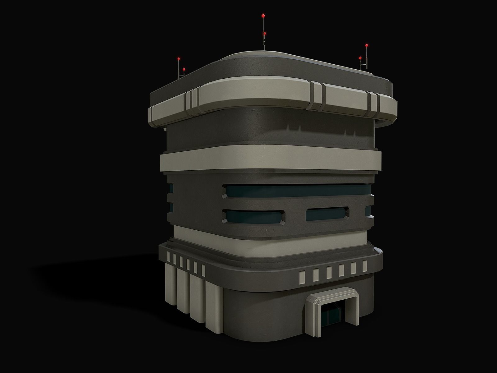Lowpoly Modular Scifi Building 02 Low-poly 3D model_8