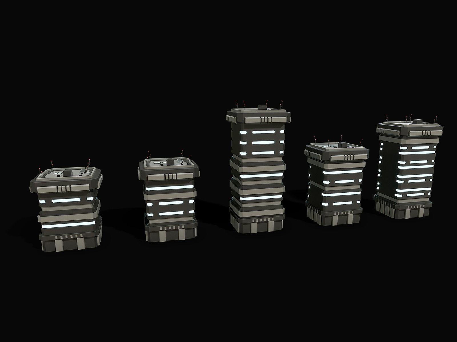 Lowpoly Modular Scifi Building 02 Low-poly 3D model_11