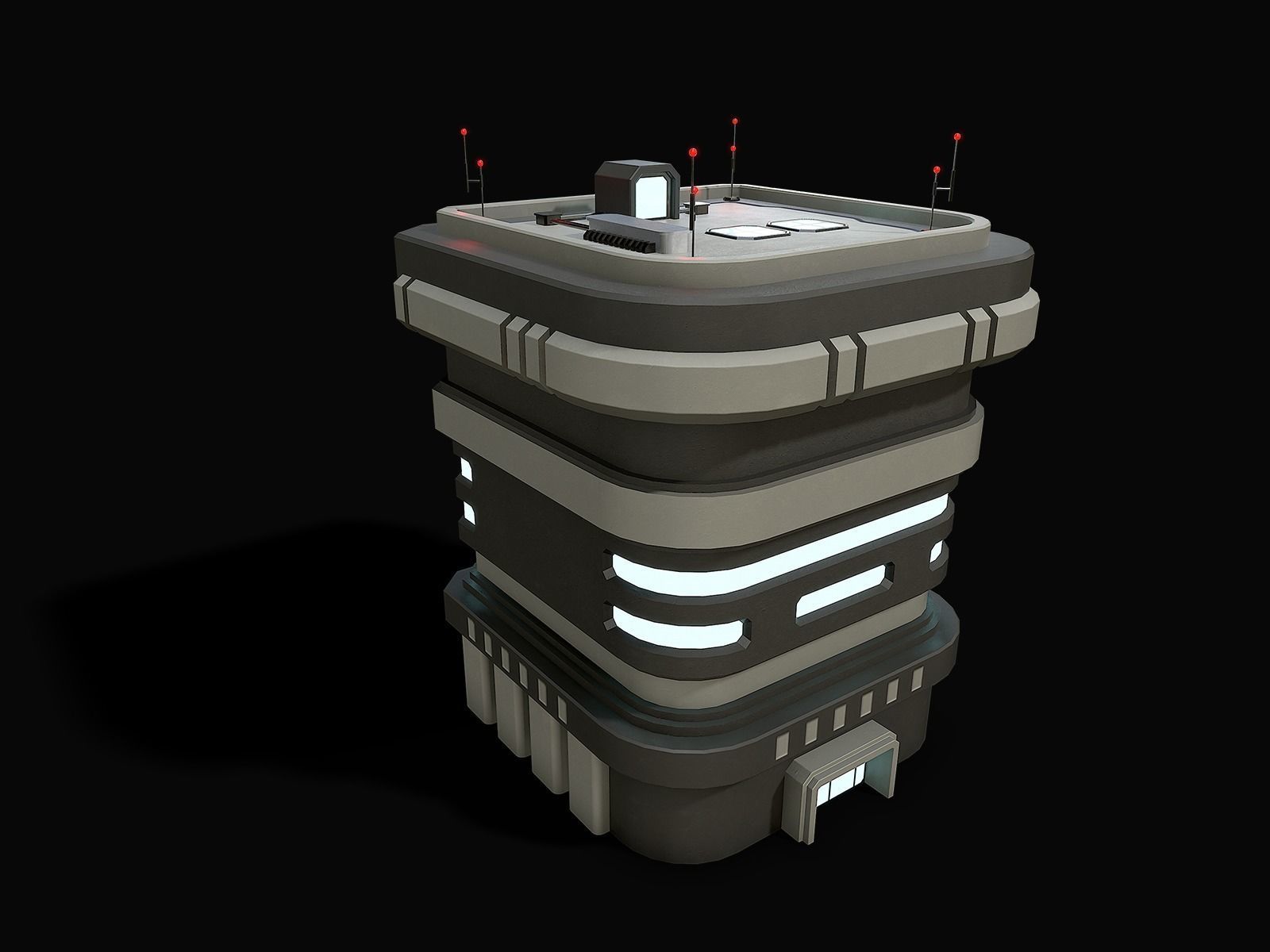 Lowpoly Modular Scifi Building 02 Low-poly 3D model_1