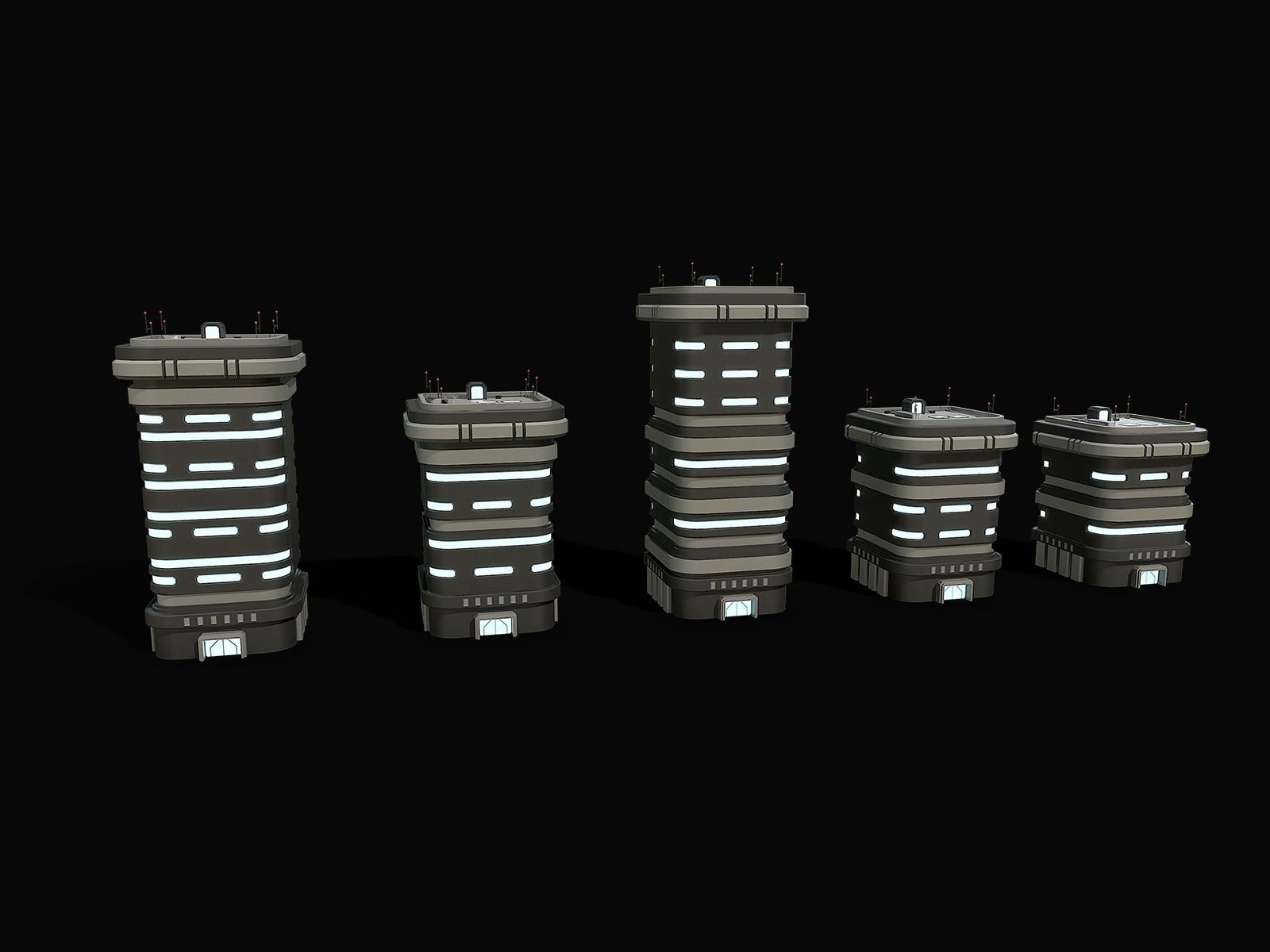 Lowpoly Modular Scifi Building 02 Low-poly 3D model_10