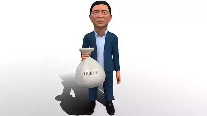 Andrei Old stylized 3D caricature Low-poly 3D model