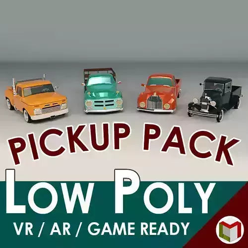 Low Poly Pickup Pack 01 3D Model Collection