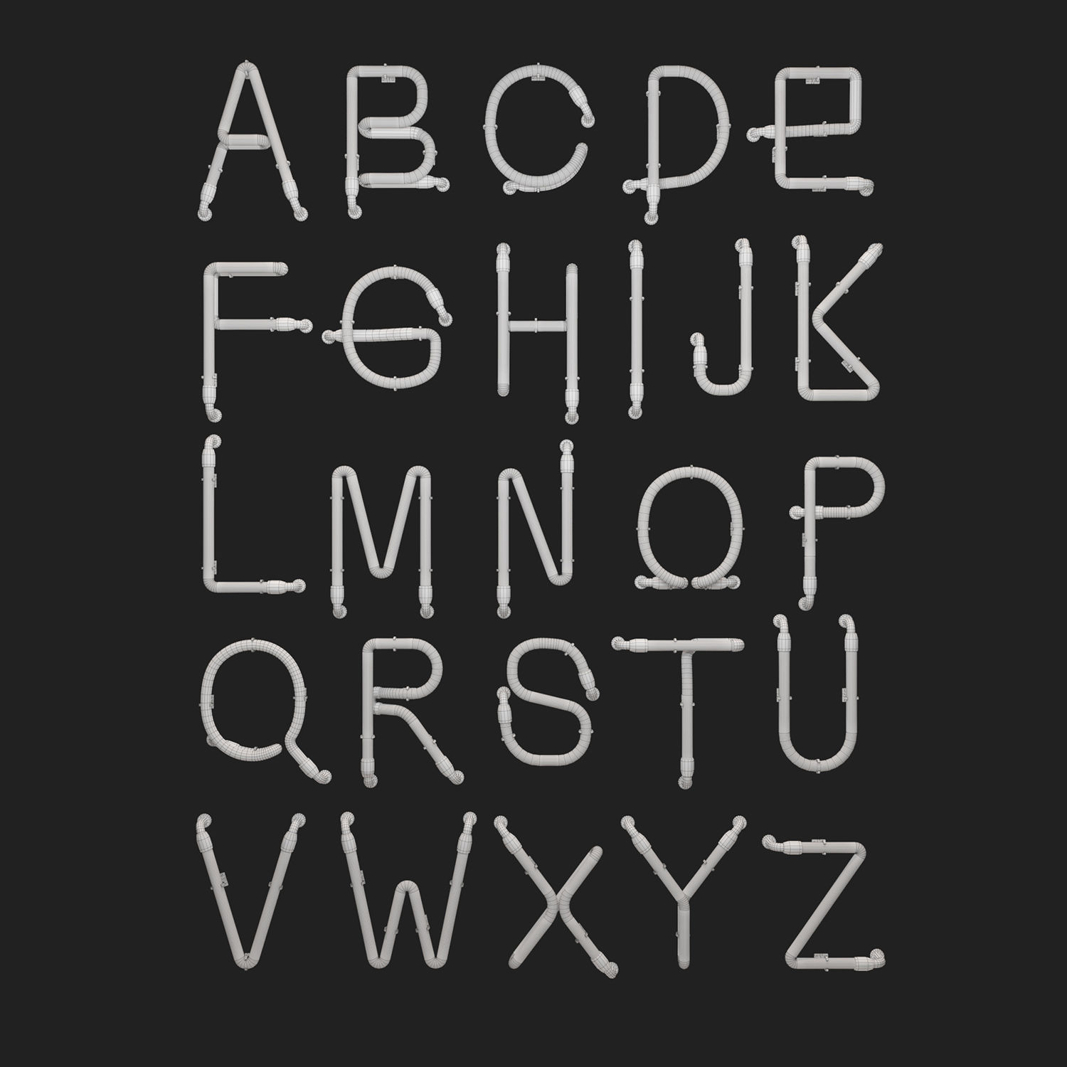 Neon Alphabet  modular Light 3D model 3D model_4