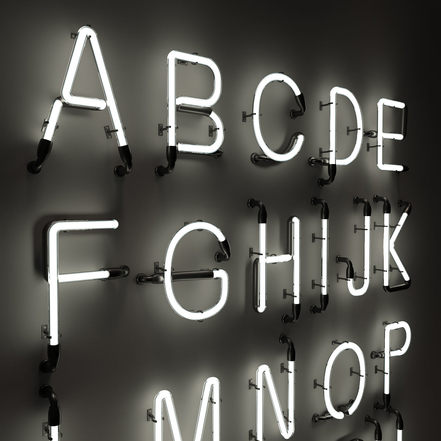 Neon Alphabet  modular Light 3D model 3D model_1