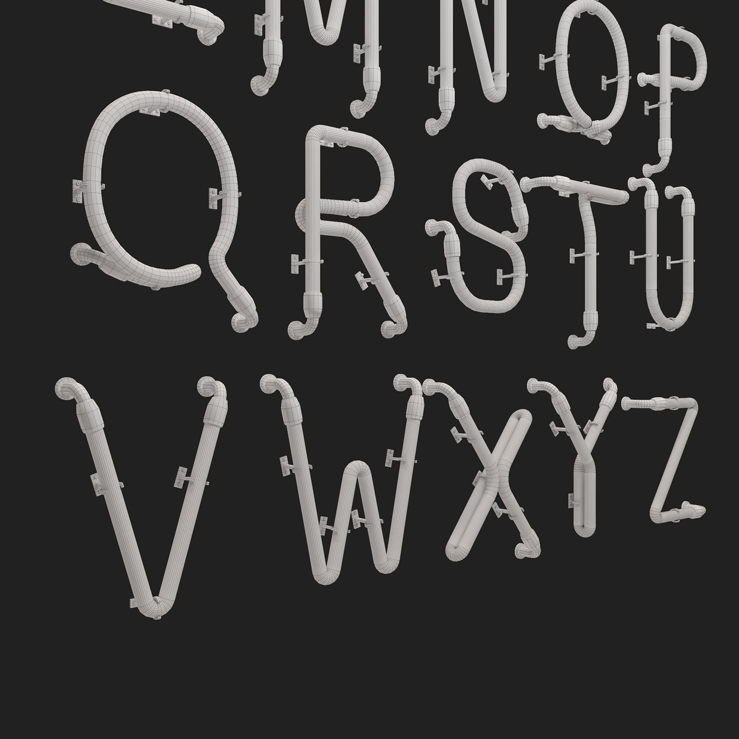 Neon Alphabet  modular Light 3D model 3D model_7