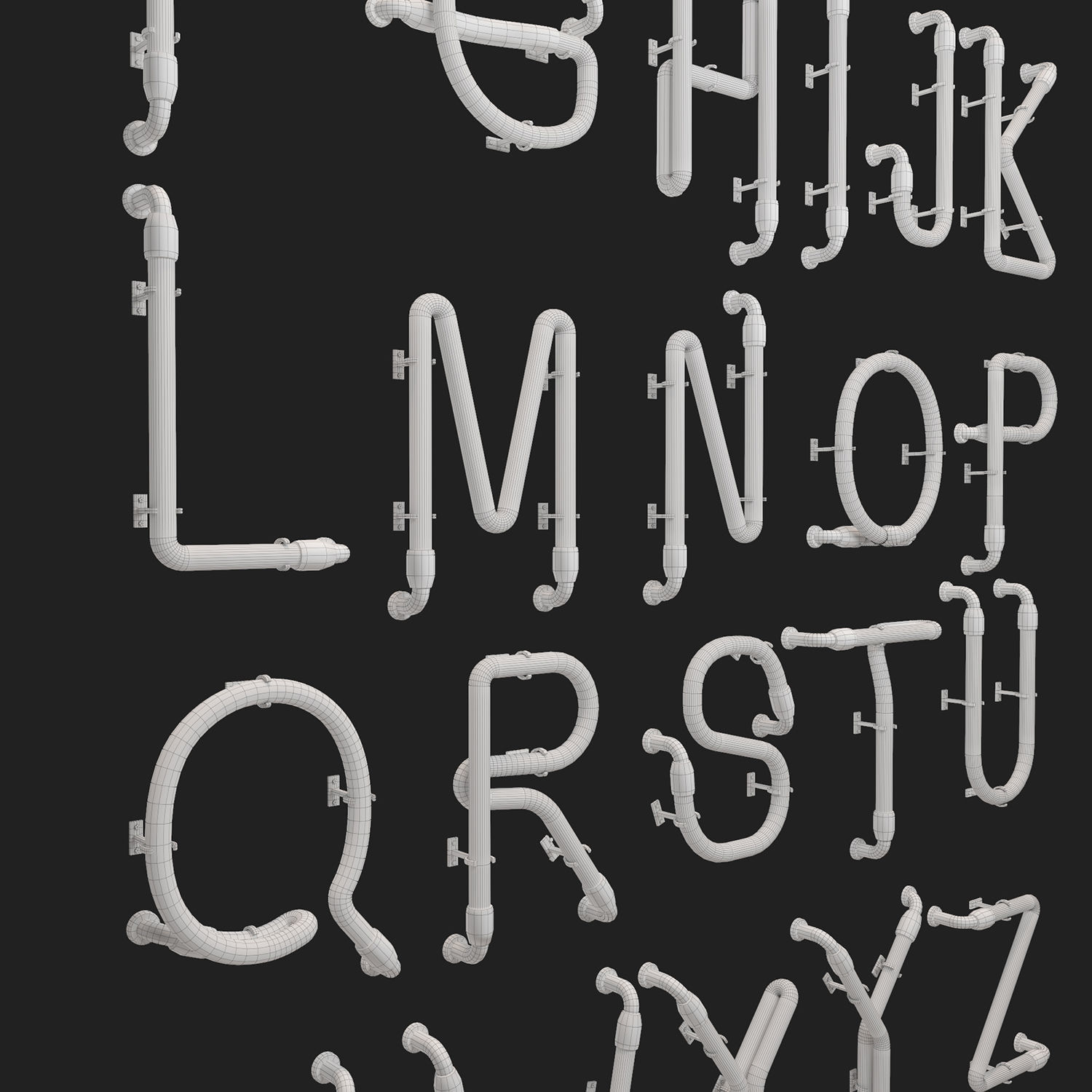 Neon Alphabet  modular Light 3D model 3D model_6