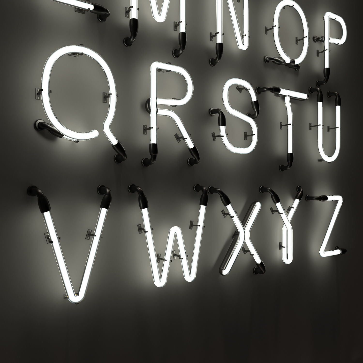 Neon Alphabet  modular Light 3D model 3D model_3