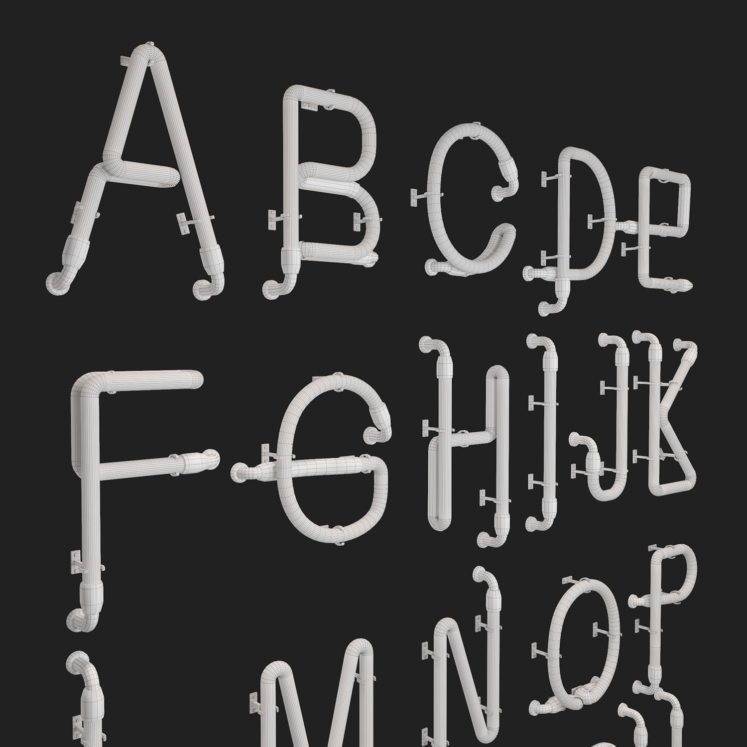 Neon Alphabet  modular Light 3D model 3D model_5