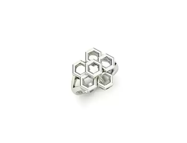 Ex-75 silver hexagonal ring