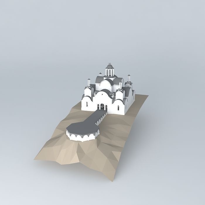 White-cliff Monastery  Free 3D model_1