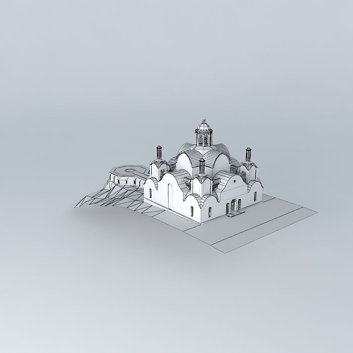 White-cliff Monastery  Free 3D model_3