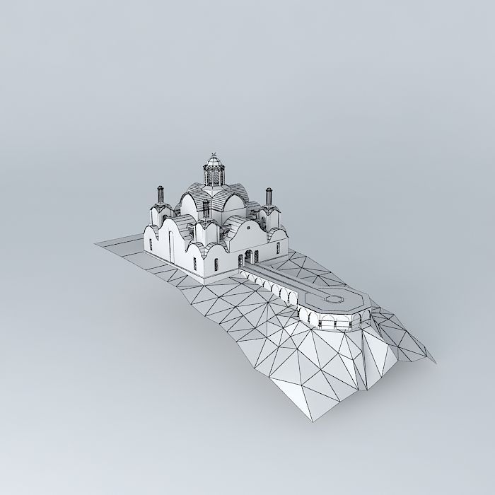 White-cliff Monastery  Free 3D model_4