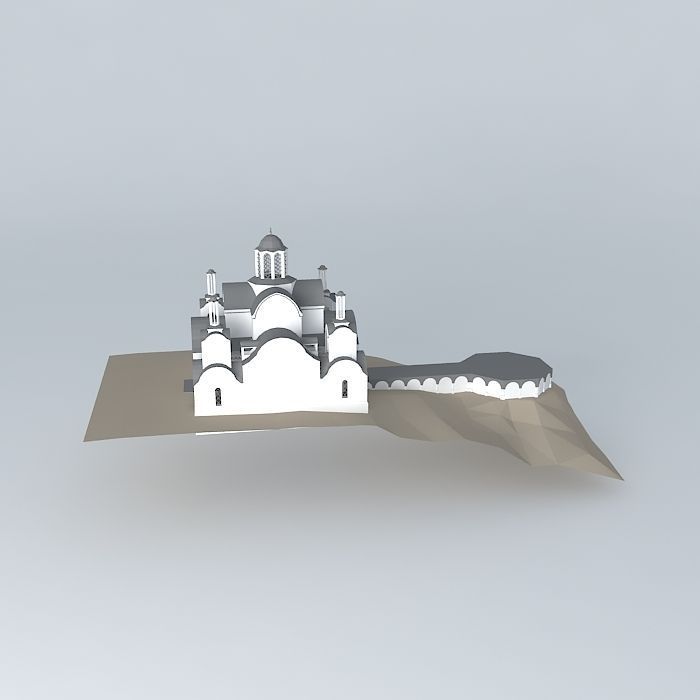 White-cliff Monastery  Free 3D model_2