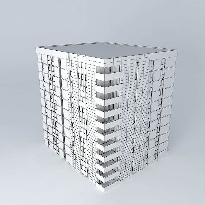 10 storey building Free 3D model_3