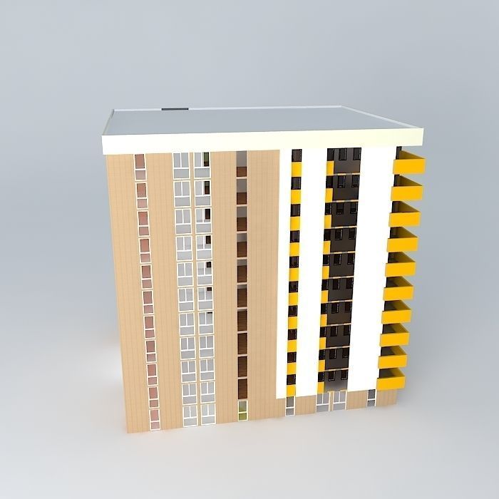 10 storey building Free 3D model_2