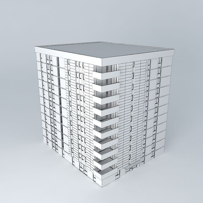 10 storey building Free 3D model_4