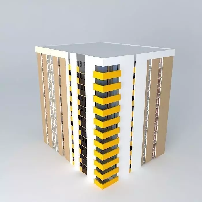 10 storey building Free 3D model_0