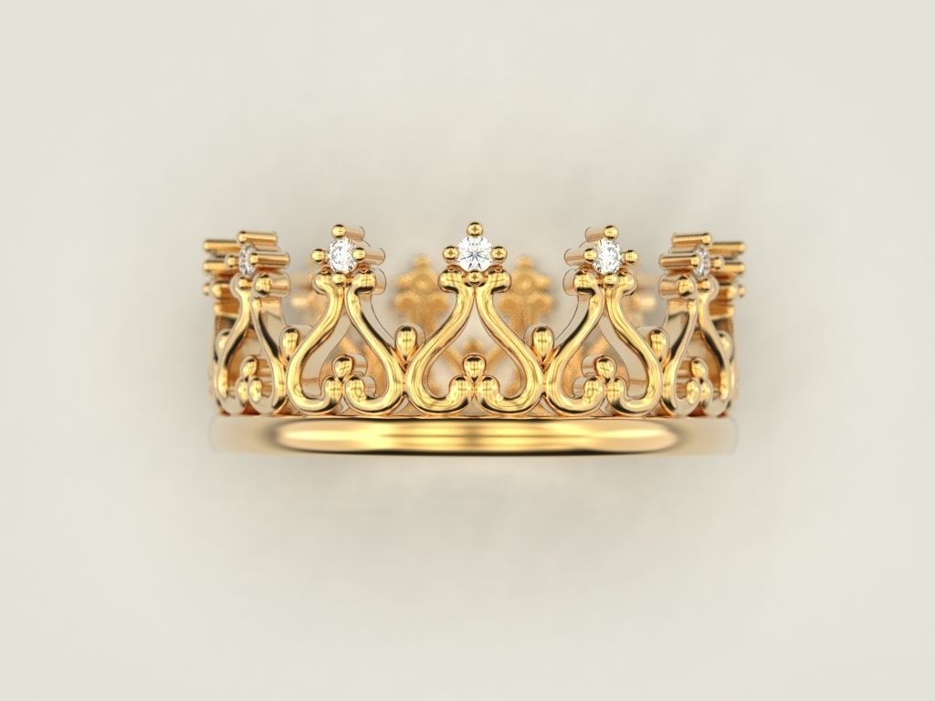 Crown ring 6 3D print model_2
