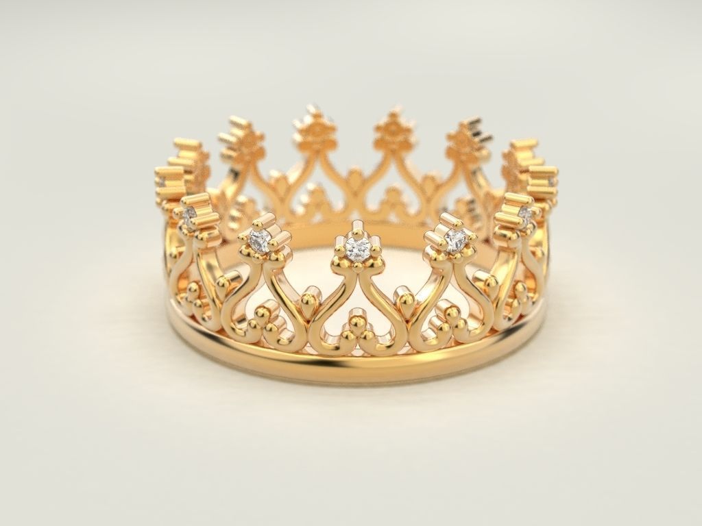 Crown ring 6 3D print model_1