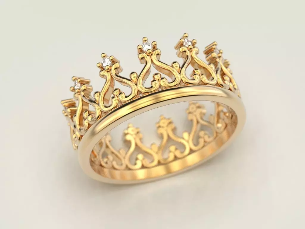 Crown ring 6 3D print model_0