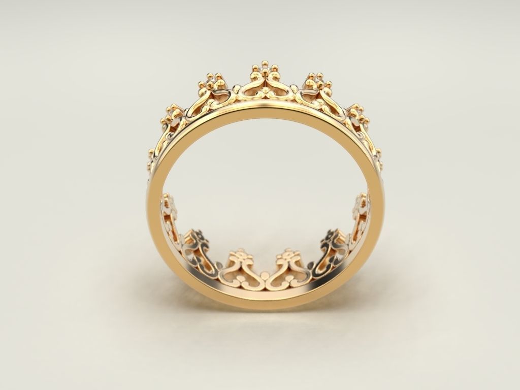 Crown ring 6 3D print model_3