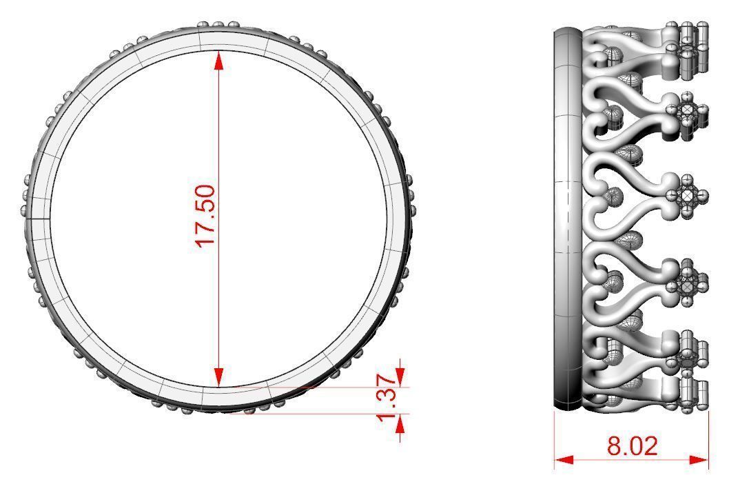 Crown ring 6 3D print model_5