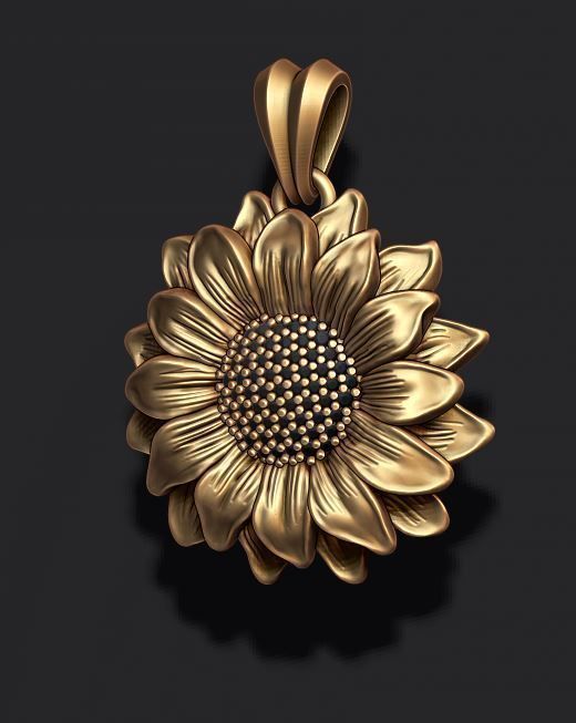 Sunflower pendant 3D print model_4