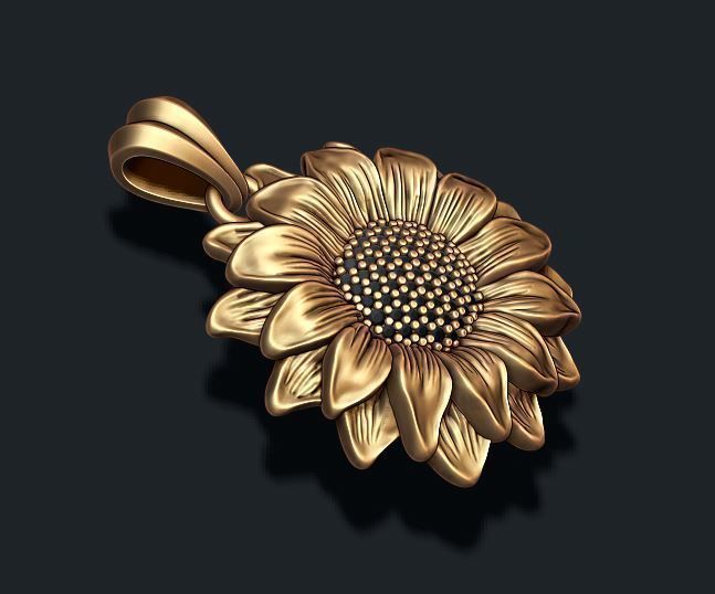 Sunflower pendant 3D print model_1