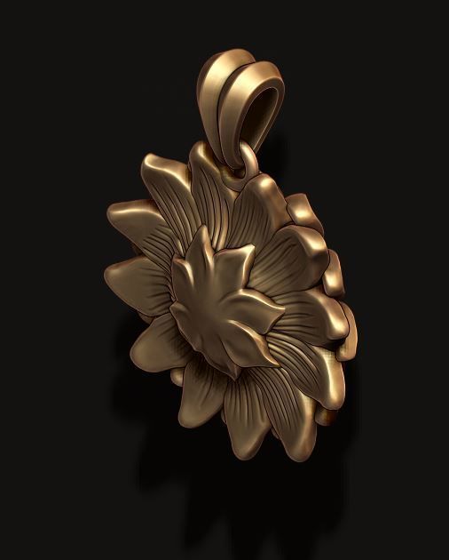 Sunflower pendant 3D print model_2