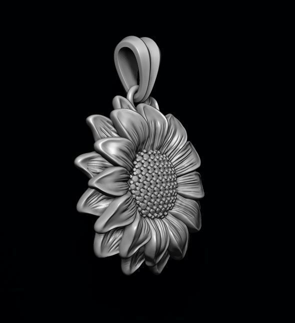 Sunflower pendant 3D print model_5