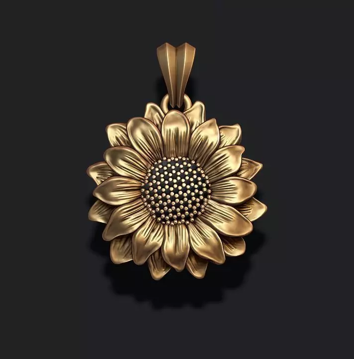 Sunflower pendant 3D print model_0