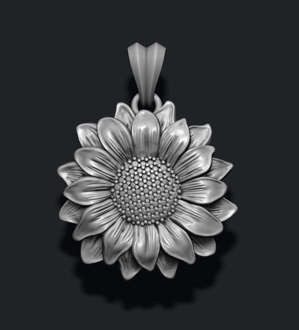 Sunflower pendant 3D print model_3