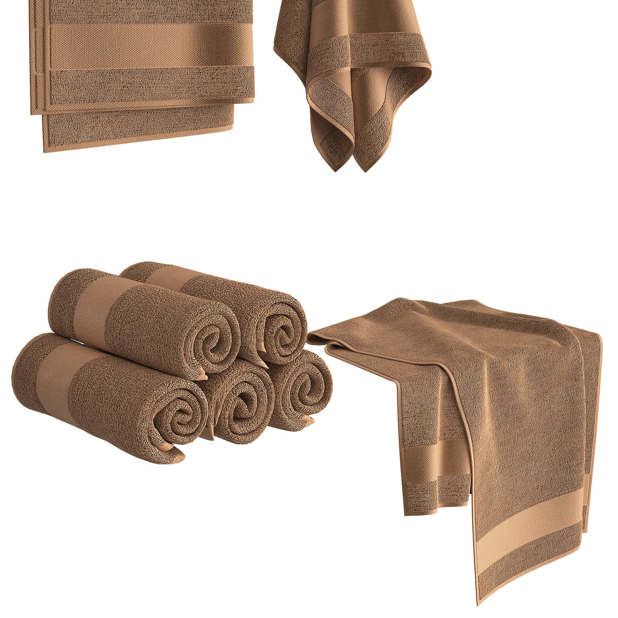 Gold Towels Set  3D model_3