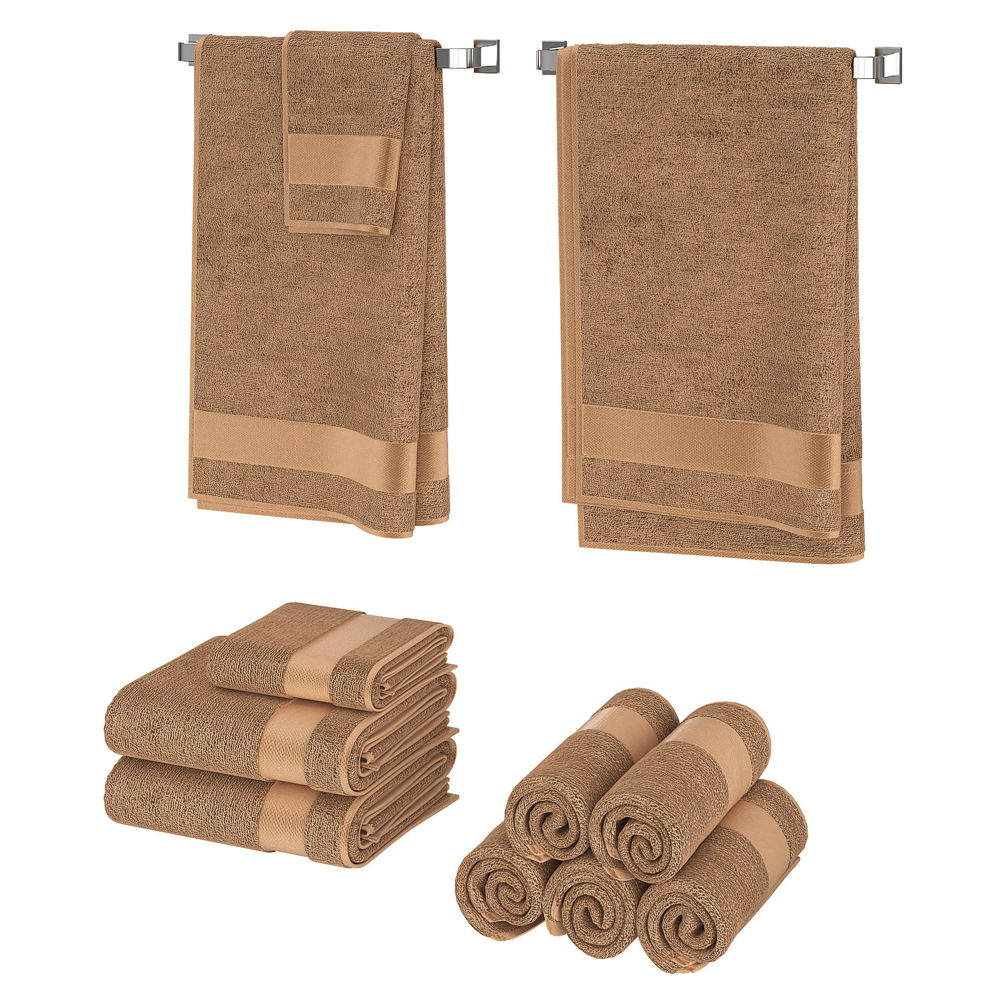 Gold Towels Set  3D model_1