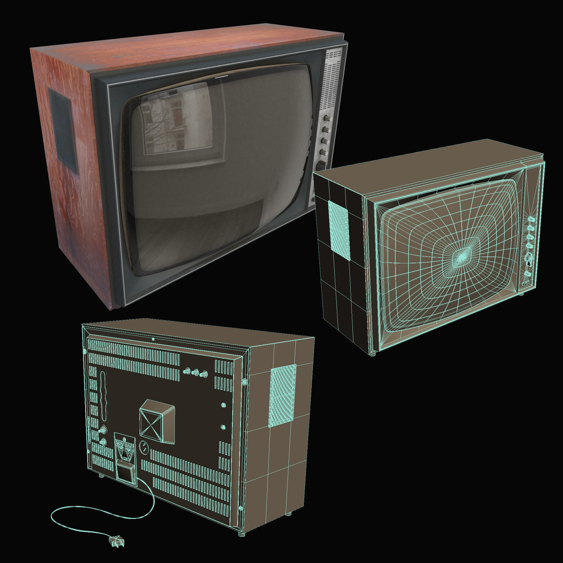 Old TV Low-poly 3D model_11