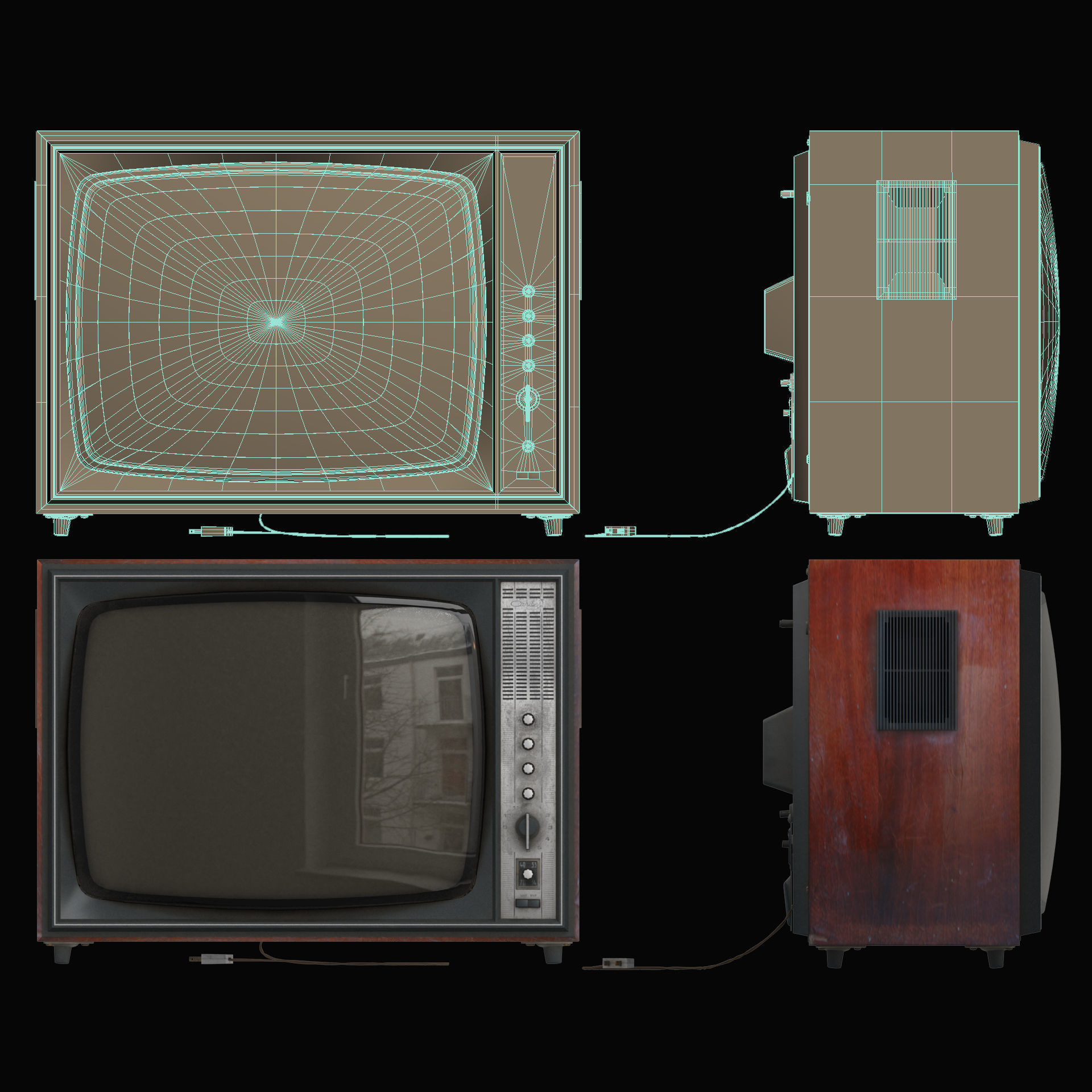 Old TV Low-poly 3D model_8