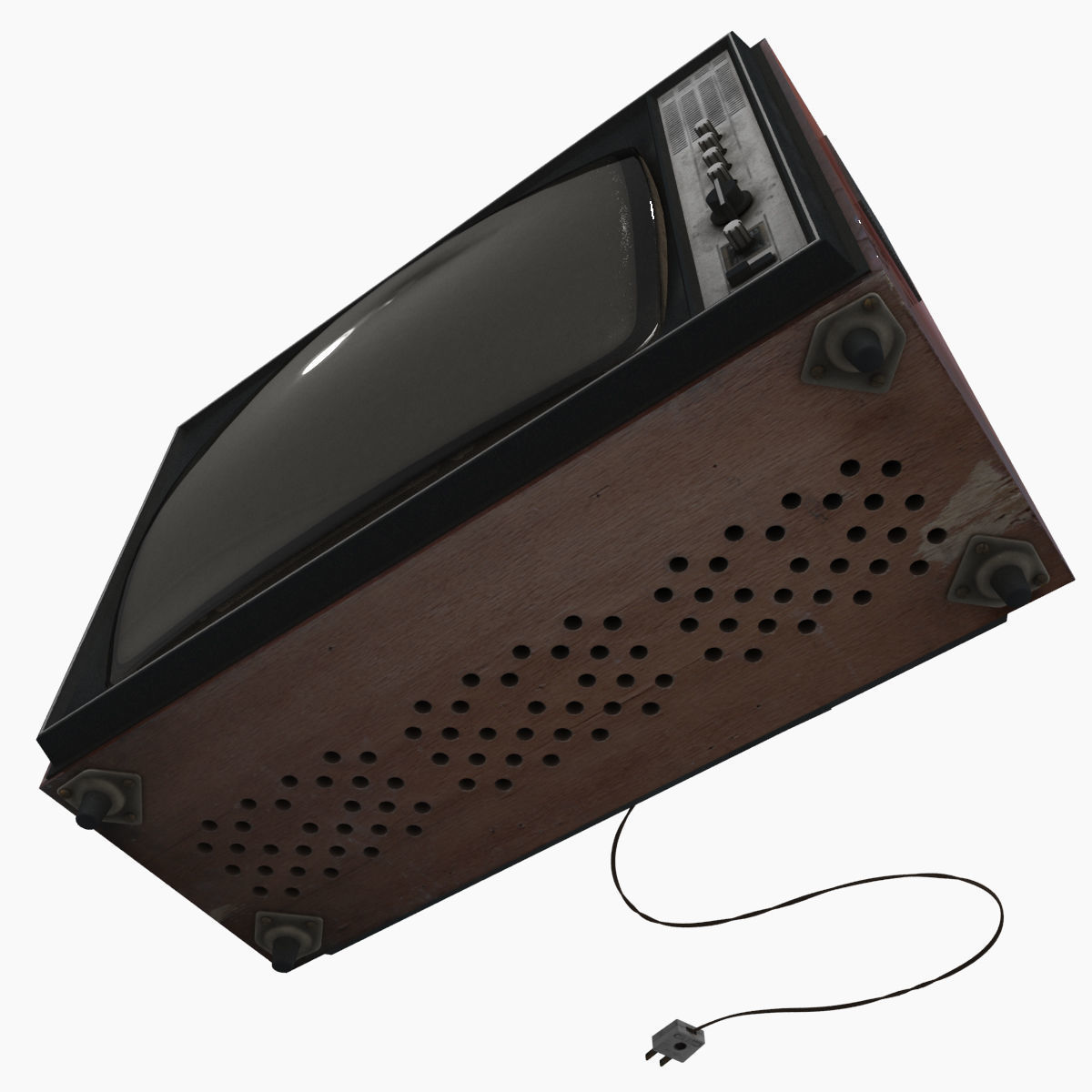 Old TV Low-poly 3D model_6