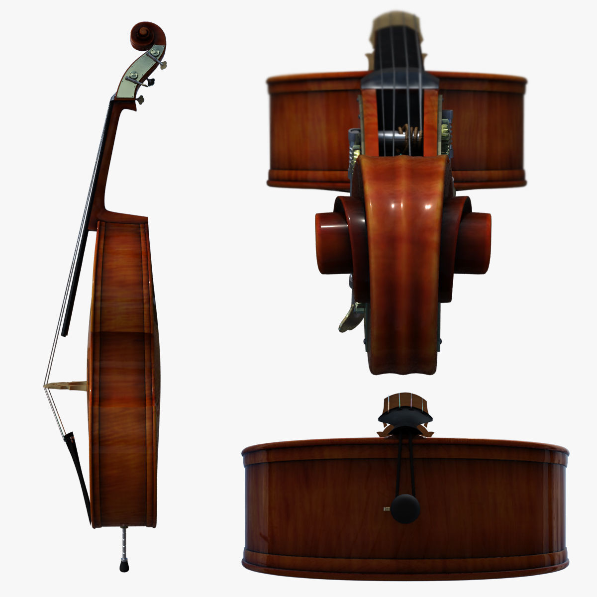 Contrabass double bass 3D model_9