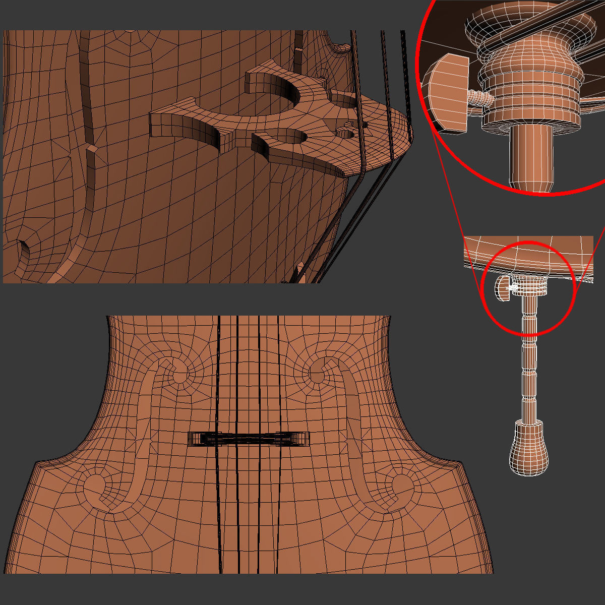 Contrabass double bass 3D model_16