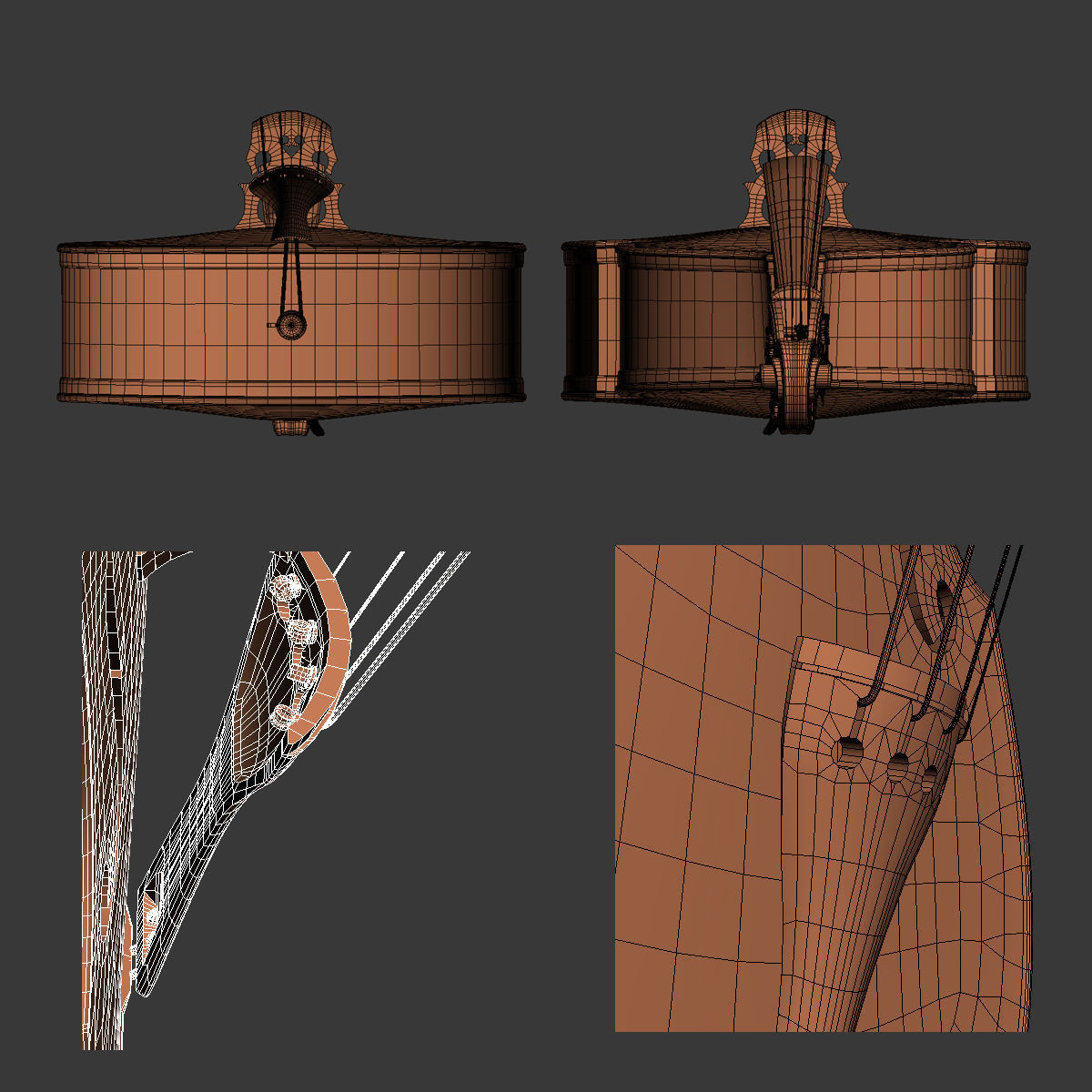 Contrabass double bass 3D model_13