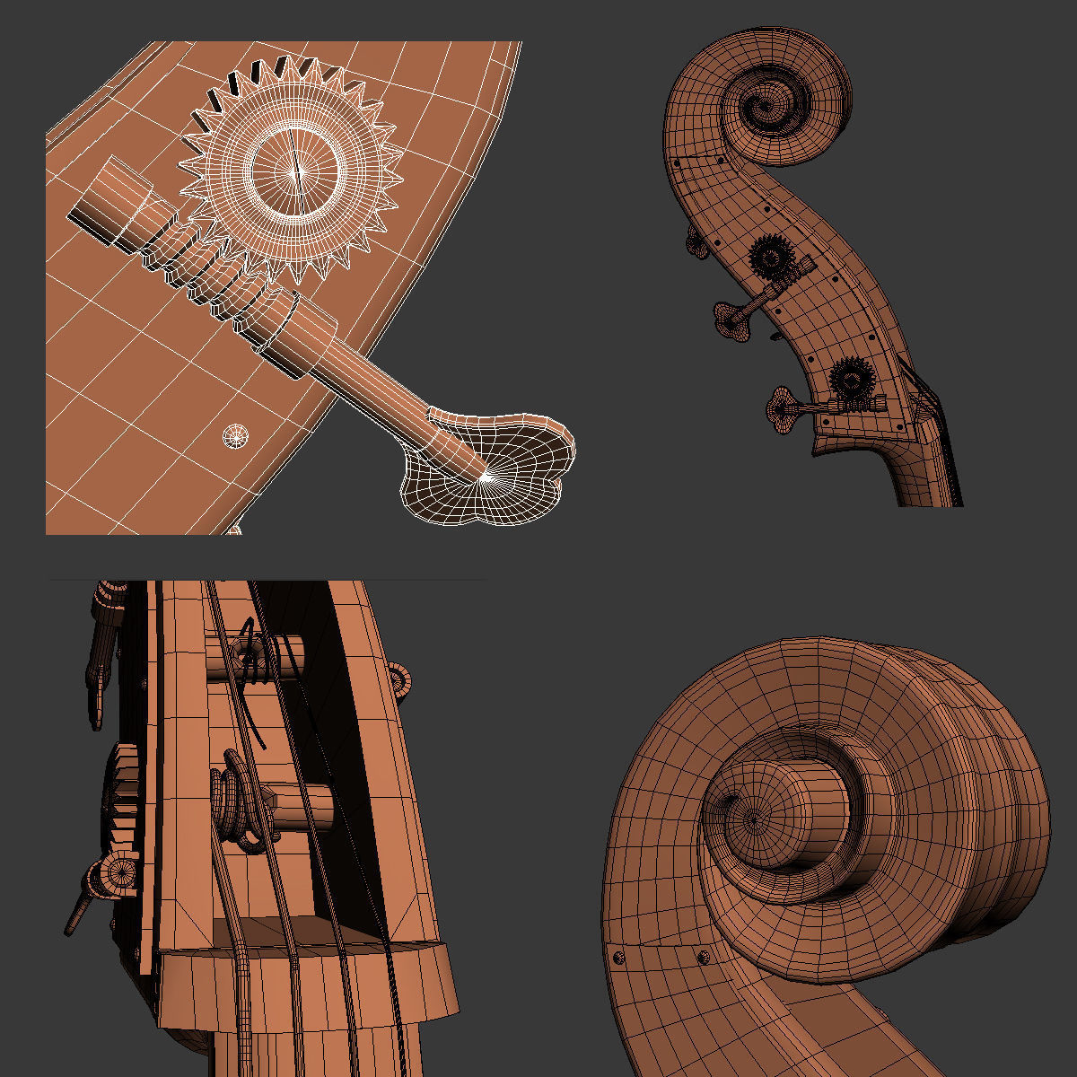 Contrabass double bass 3D model_15