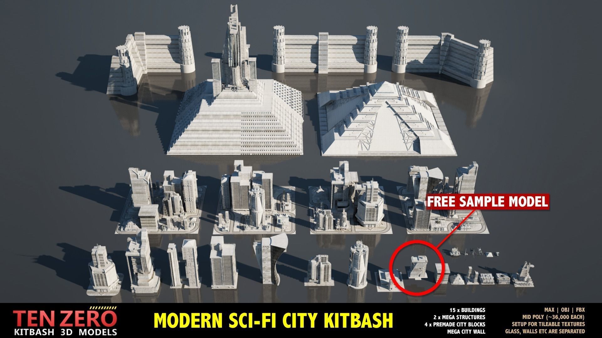 FREE MODERN SCI-FI BUILDING Free 3D model_2