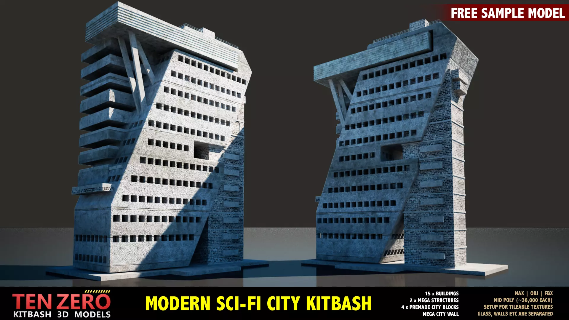 FREE MODERN SCI-FI BUILDING Free 3D model_0