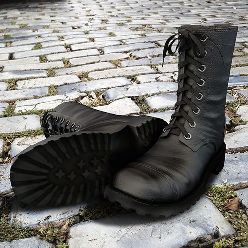 Military boots Low-poly 3D model