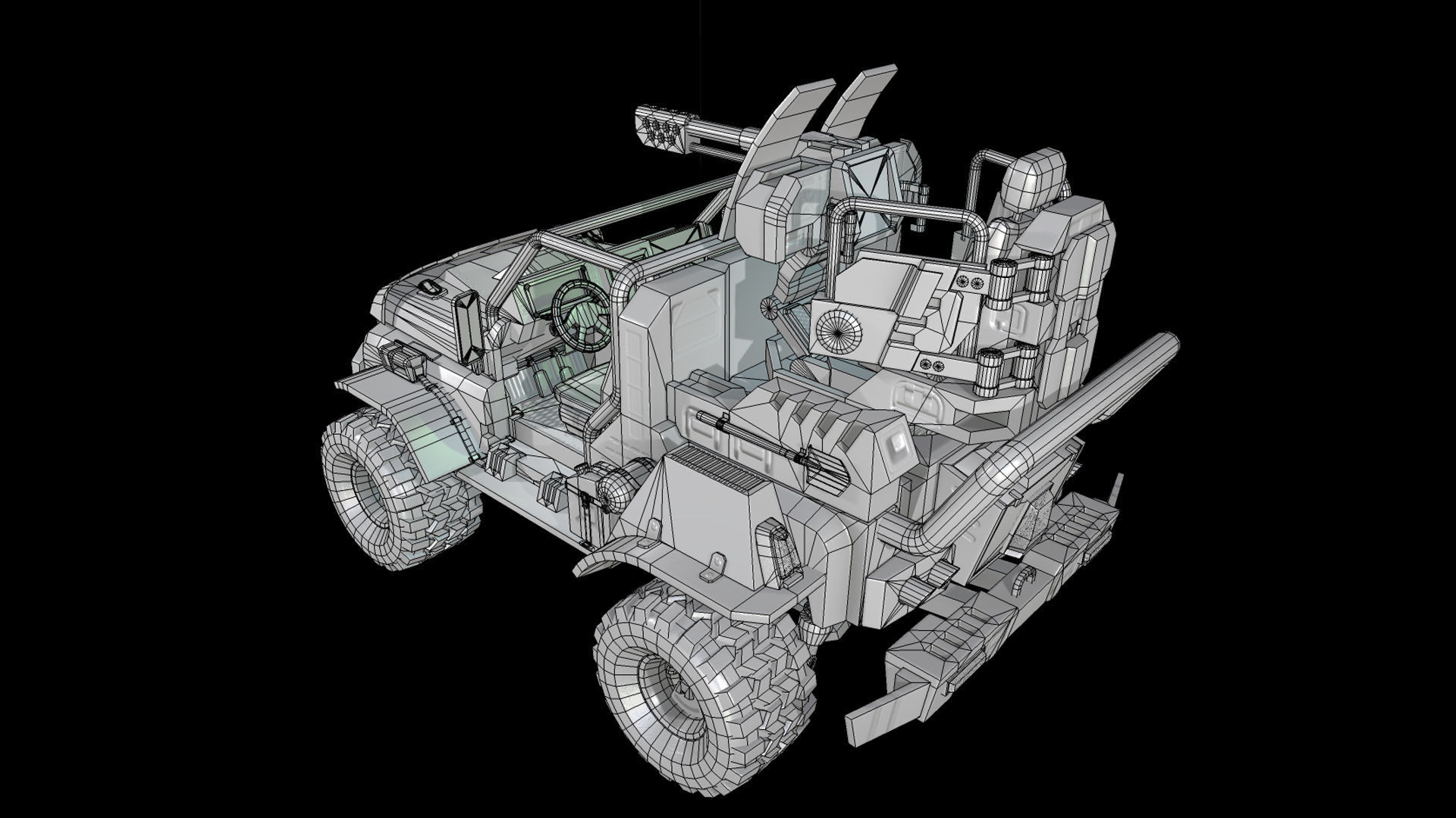 Jeep LowPoly fallout Low-poly 3D model_14