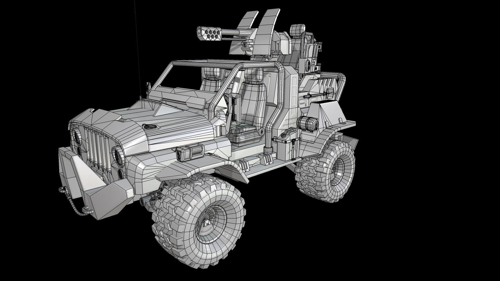 Jeep LowPoly fallout Low-poly 3D model_13