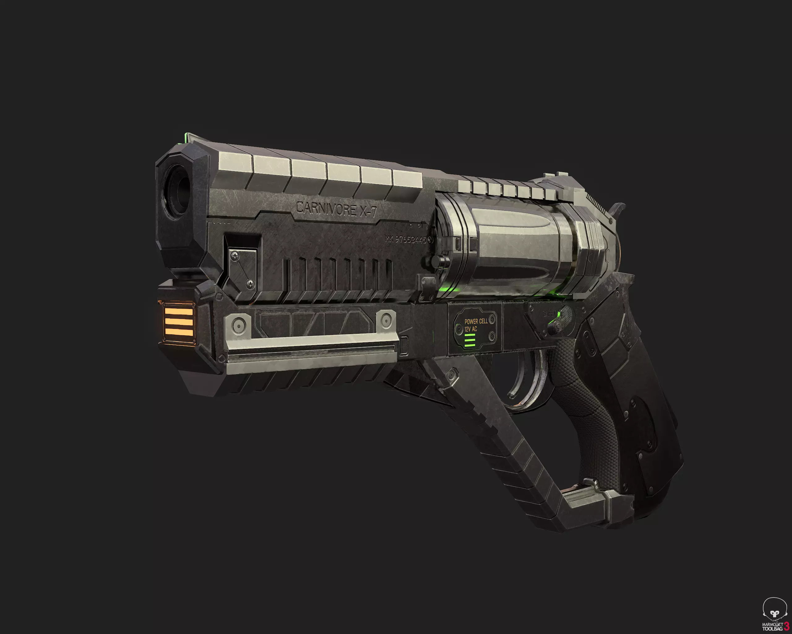 Revolver-Pistol Hybrid Low-poly 3D model