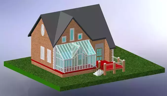 House with the winter garden 3D model